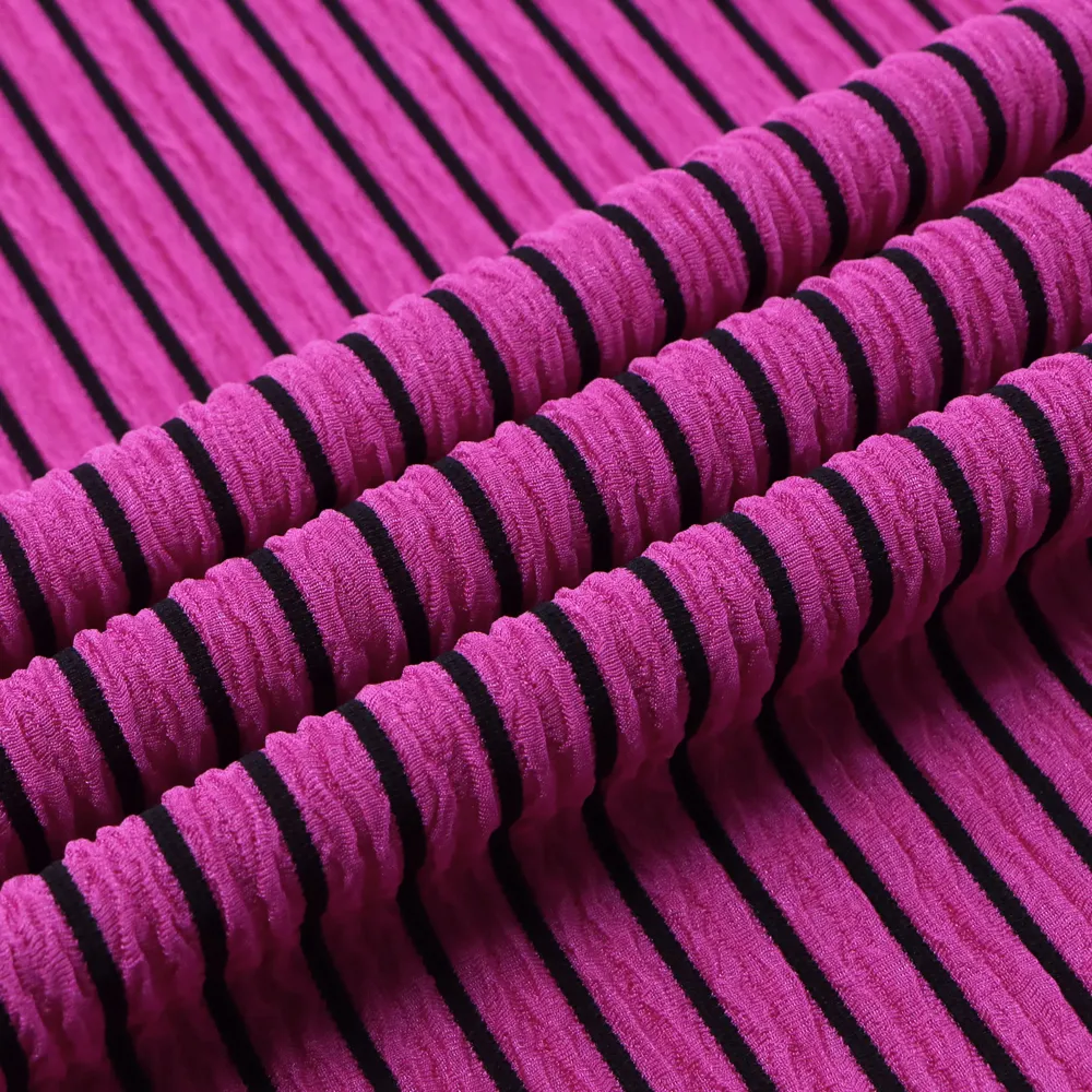 Polyester Spandex Striped Crinkle Pleats